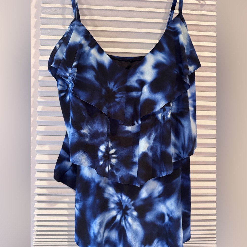 Tiered layered vibrant tie dyed SWIMSUIT
